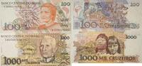 Brasilien 100,1000 Cruzeiros Banknoten 2 Stück Lot, Banco Central do Brasil -