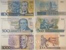 Brasilien 100,500,1000 Cruzados Banknoten 3 Stück Lot, Banco Central do Brasil -