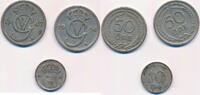 Schweden 10 50 Öre 3x Münzen, Gustav V. (1907-1950) -
