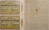 Deutschland, Deutsches Reich 2* 2 Milliarden Mark Grossnotgeld, Dresden-Neustadt, Sachsen, Reihe B, 2 Stück lot -