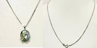 Silberschmuck 925er Silber Halskette mit kreisförmigem Abalone Muschel Anhänger, Silber Halskette -