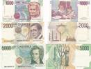 Italien Lot 1000-2000-5000 Lire 1990 und 1985, MONTESSORI-BELINI-MARCON -