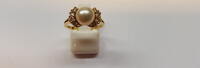Ring 585er Gelbgold mit Brillanten Perle - Goldring 0,24 Ct Gold Brillantring -