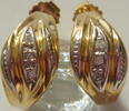 Halbcreolen bicolor Ohrstecker /Ohrringe 333 er Gold mit Brillanten Goldohrringe -