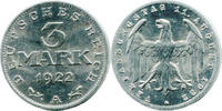 Deutsches Reich - Weimarer Republik, 3 Mark 1922 A, Verfassungstag, vz-St 2.60 £  +  17.34 £ shipping
