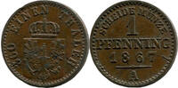 Preußen, 1 Pfenning 1867 A, Wilhelm I., 1861-1888, Stbr., kl. Rdf., ss 2.60 £  +  17.34 £ shipping