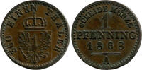 Preußen, 1 Pfenning 1868 A, Wilhelm I., 1861-1888, ss+/ss 2.60 £  +  17.34 £ shipping