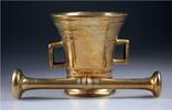 Medieval & later artifacts Early Danish redish brass mortar w pestle, c. 1780! -
