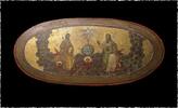 Medieval & later artifacts Rare 19th. cent. oval Russian Icon, righly gilt w Holy Trinity -