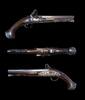 Medieval & later artifacts Lovely pair of early silver mounted Pistols by Wilson, London, 18th. c -
