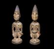 Medieval & later artifacts Large wooden Yoruba Ibeji twin figures, Nigeria, 19th./20th. cent. -