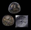 Ancient art Hemispheric serpentine stamp seal, Mesopotamia 4th. mill. BC -