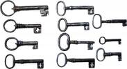 Medieval & later artifacts Collection of 11 Old Antique European iron keys, c. 17th. century -