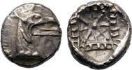 Ancient art Greek coins. Nice Kindya / CARIA, Halikarnassos AR silver Hekte with monster -