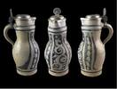 Medieval & later artifacts German stoneware jug w pewter lid, Westerwald, c. late 18th. century -
