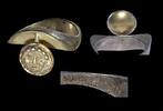 Medieval & later artifacts Fine sterling silver and 18 carat gold ring w greek silver coin -