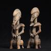 Medieval & later artifacts Scarce Ivory Coast wooden seated male/female Senufo twin figures! -