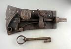 Medieval & later artifacts A 34 cm. Iron gate lock with large key, South Germany, 16th. cent.! -
