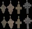 Medieval & later artifacts 4 Early Orthodox Christian bronze cross pendants, 17th.-19th. cent -