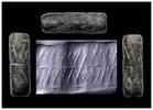 Ancient art Tall Mesopotamian stone cylinder seal Jemdet Nasr, 3300-2900 BC -