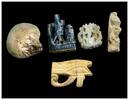 Ancient art Lot of 5 Egyptian stone amulets, incl. Udjat eye and Bastet -