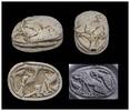 Ancient art High quality Egyptian scarab seal w Horus and Lion, New Kingdom -