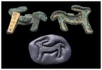 Ancient art Fine Baktrian figural bronze stamp seal of Hare, 2nd. mill. BC -