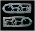 Ancient art XL silver bronze Belt buckle or Fibula, Scythian / Ordos culture -
