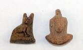 Ancient art Pair of fine Egyptian ceramic amulets of Pharao and Cat, Late Period -