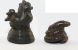 Medieval & later coins Pair of early bronze opium weights of Lion and Snake, Laos & Burma -