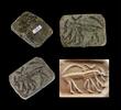 Ancient art Exceptional large Gable stone seal with horned animal, 3rd. mill. BC -