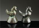 Asian art Nice pair of Old Shan Karaweik bronze opium weights, Burma -