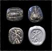 Ancient art Nice scarab stamp seal w warrior, Mesopotamia c. mid 2nd. mill. BC -