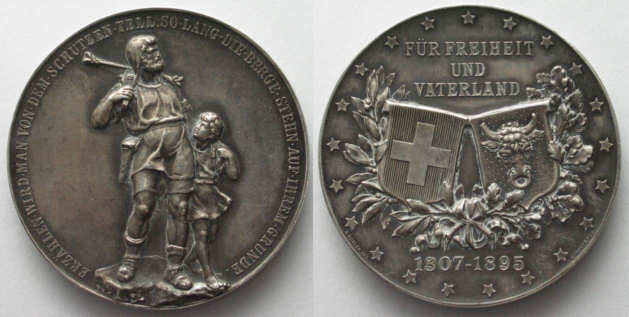 1895. Вильгельм Телль медаль. Вильгельм Телль на монете. 600 Лет Конфедерации Швейцария медаль. Один Ури монета.