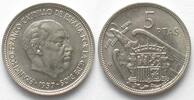 Spanien SPAIN 5 Pesetas 1957(58) FRANCO Cu-Ni UNC-!!! -