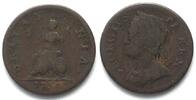 England GREAT BRITAIN Farthing 1754 GEORGE II copper aVF -