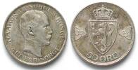 Norwegen NORWAY 50 Ore 1916 HAAKON VII silver XF -