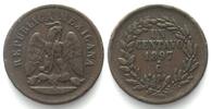 Mexiko MEXICO. 1 Centavo 1897 Cn, small N, Culiacan mint, copper, XF! -