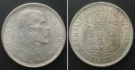 Tschechoslowakei CZECHOSLOVAKIA 10 Korun 1928 Masaryk 10TH ANN. INDEPENDENCE silver BU! -