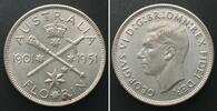 Australien AUSTRALIA Florin 1951, 50TH JUBILEE OF COMMONWEALTH, GEORGE VI, silver UNC-! -