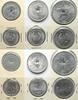Laos LAO Circulation coin series 1952 & 1980, 6 coins Alu, UNC -