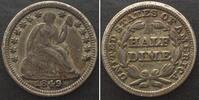 Vereinigte Staaten von Amerika US 1849 Seated Liberty Half Dime silver XF -