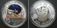 Kongo - Brazzaville CONGO 1000 Francs 2002 GALEACA PORTUGUESA DA INDIA silver COLORED, RARE! -