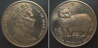 Insel Man ISLE OF MAN 1 Crown 1989 Persian cat CATS Cu-Ni BU -