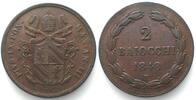 Vatikan Italy PAPAL STATES. 2 Baiocchi 1848 R, PIUS IX, An.III, copper, aXF, KEY DATE! -