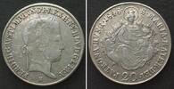 Haus Habsburg HUNGARY 20 Krajczar 1848 B FERDINAND I silver, MULE, RARE! XF -