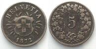 Schweiz SWITZERLAND 5 Rappen 1872 B billon SCARCE! VF+ -