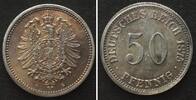 Deutschland - Kaiserreich Germany EMPIRE 50 Pfennig 1875 G silver UNC-! -