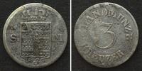 Sachsen-Meiningen SAXE-MEININGEN 3 Kreuzer 1829 BERNHARD II billon VF -