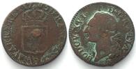 Frankreich FRANCE Sol 1785 D Lyon, LOUIS XVI copper VF -